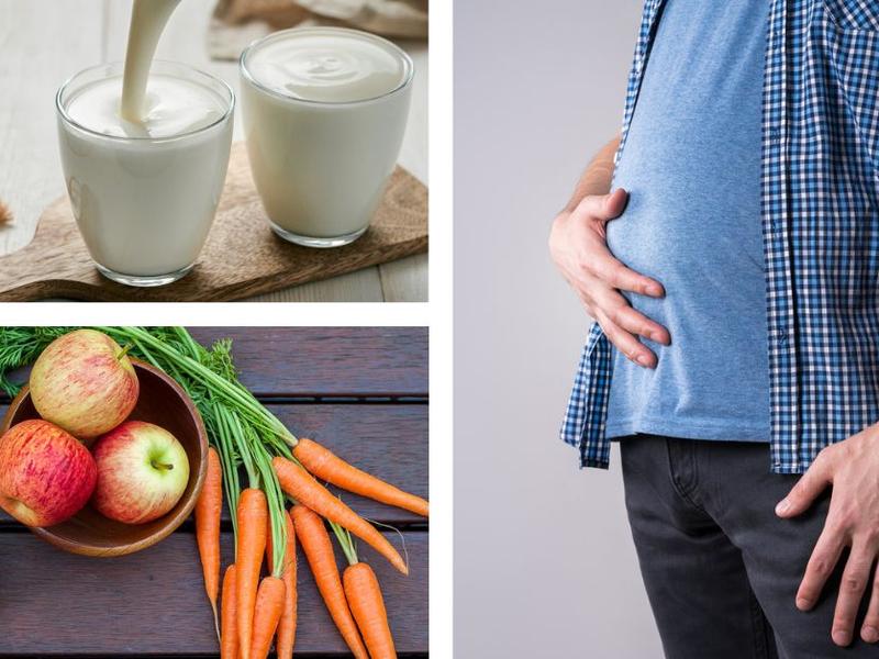 Yogur-plato de manzanas con zanahorias- persona con inflamación abdominal / Foto: iStock