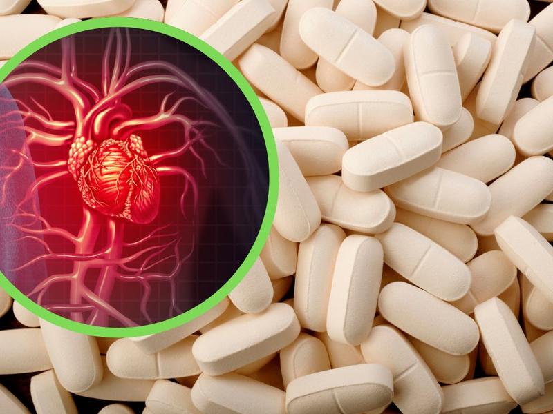 Varias pastillas de amlodipino y en un círculo un problema que puede causar su uso innecesario 