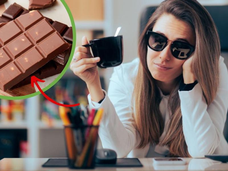 Mujer elimina el malestar de consumir alcohol con chocolate. 