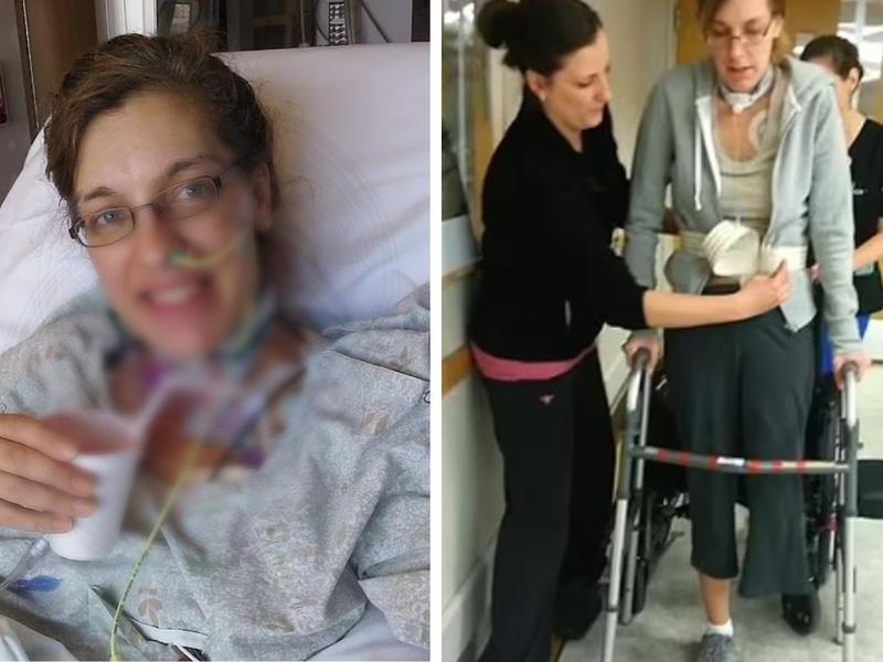 Allison Miller en el hospital tras perder pierna