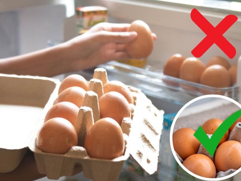 Mujer guarda huevos en refrigerador