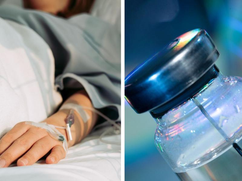 Mujer en cama de hospital vacuna salva vida