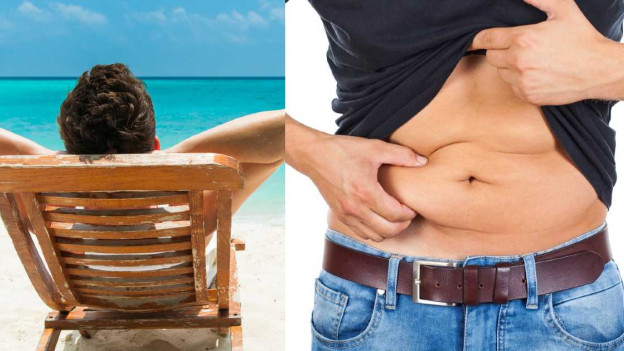 Hombre tomando el sol / hombre tomando grasa de abdomen
