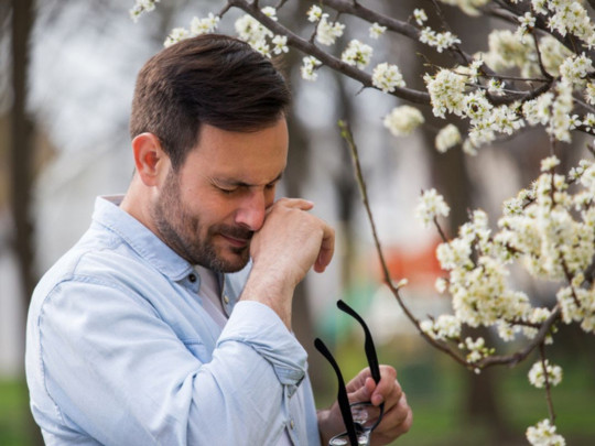 Hombre con alergia se pregunta los beneficios de la primavera