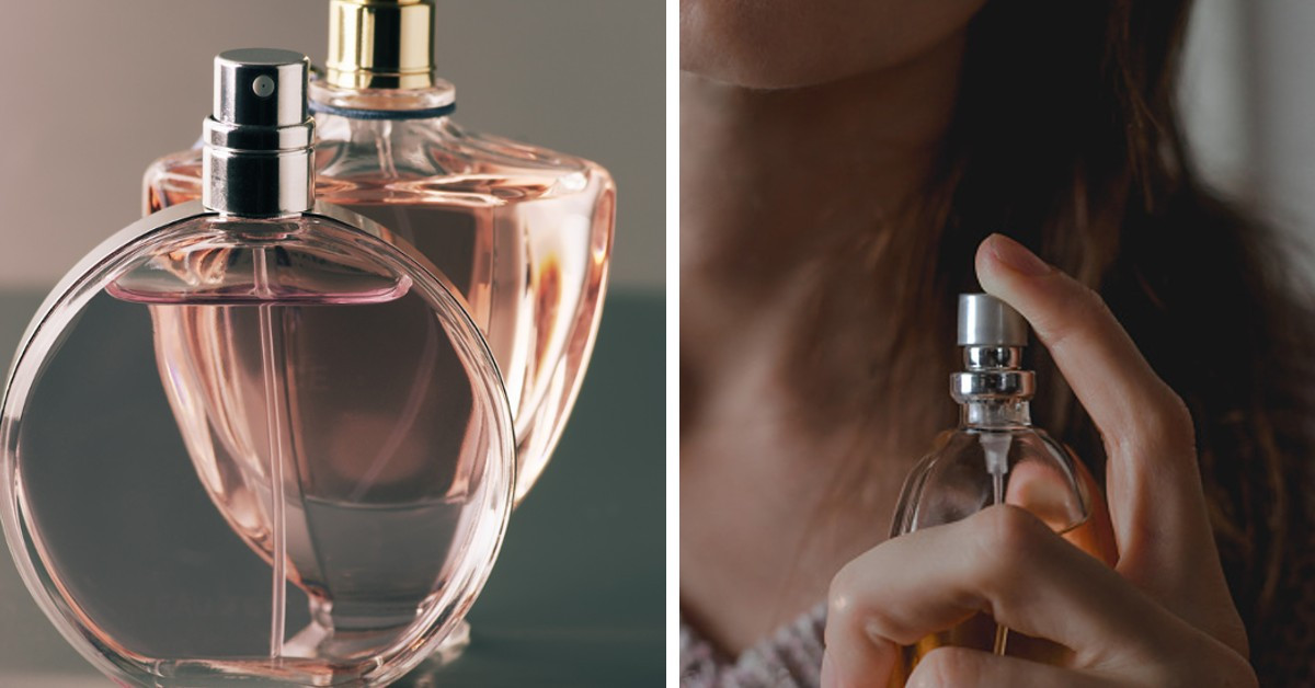 Mujer aplicando perfume
